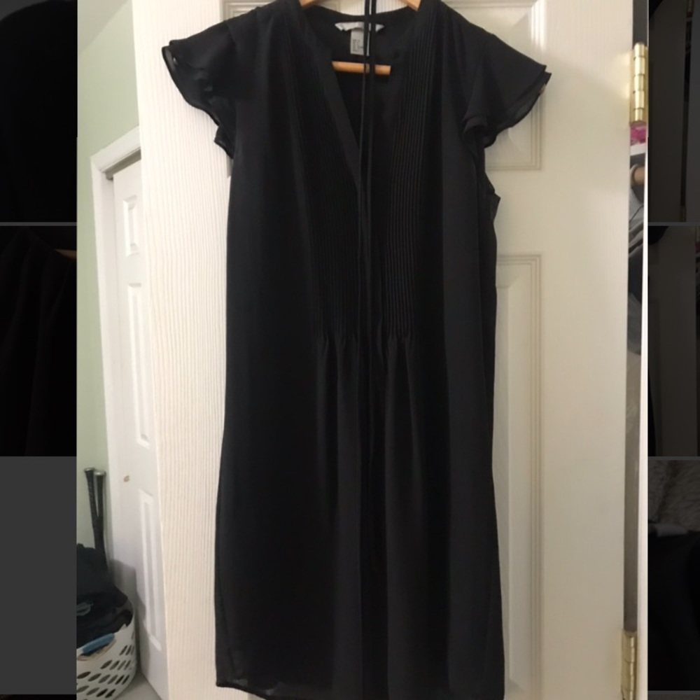 H&M Black Fluttersleeve Dress with Fabric Tie Belt